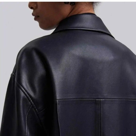 NWT DEPT. ANONYM Faux Leather Coat with Pinched Pleats Size L. b063 - Picture 5 of 7